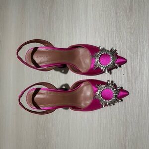 Begum Swarovski crystal-embellished satin slingback pumps